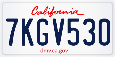CA license plate 7KGV530