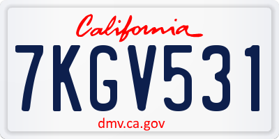 CA license plate 7KGV531