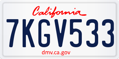 CA license plate 7KGV533