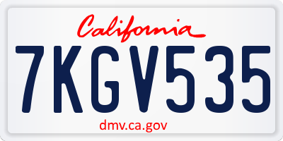 CA license plate 7KGV535