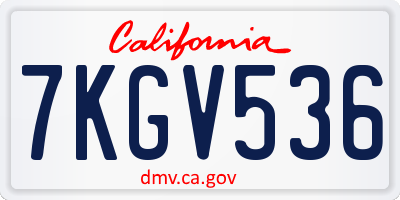 CA license plate 7KGV536