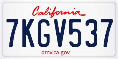 CA license plate 7KGV537