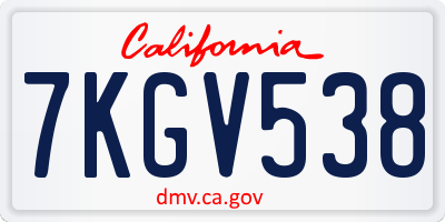 CA license plate 7KGV538
