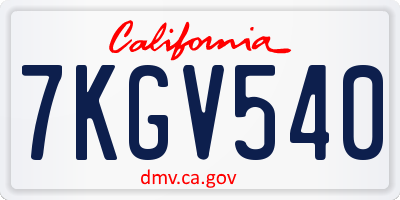 CA license plate 7KGV540