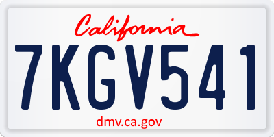 CA license plate 7KGV541