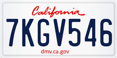 CA license plate 7KGV546