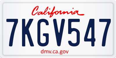 CA license plate 7KGV547