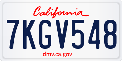 CA license plate 7KGV548