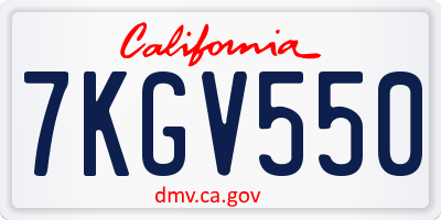 CA license plate 7KGV550
