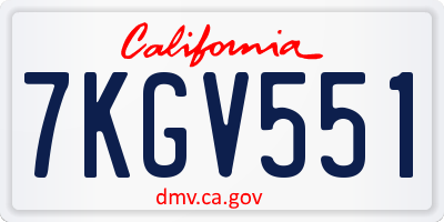 CA license plate 7KGV551