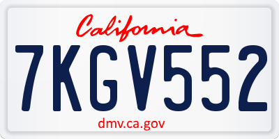 CA license plate 7KGV552