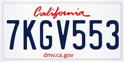 CA license plate 7KGV553