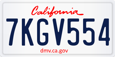 CA license plate 7KGV554