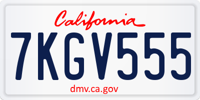 CA license plate 7KGV555