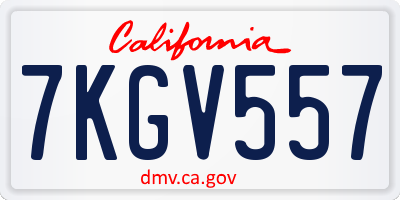 CA license plate 7KGV557