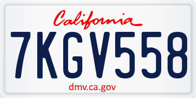 CA license plate 7KGV558