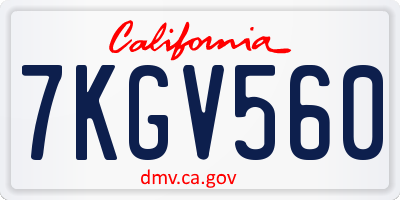 CA license plate 7KGV560