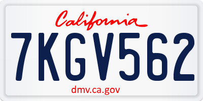 CA license plate 7KGV562