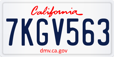 CA license plate 7KGV563