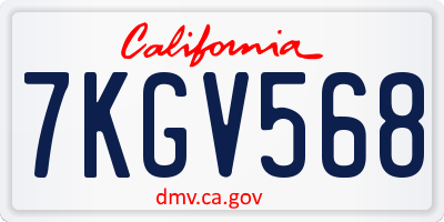 CA license plate 7KGV568