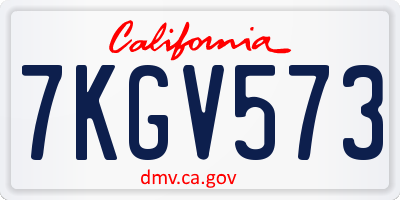 CA license plate 7KGV573