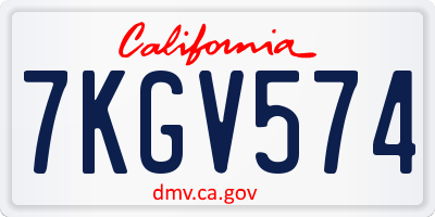 CA license plate 7KGV574