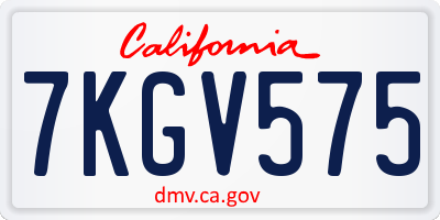 CA license plate 7KGV575