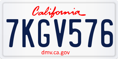 CA license plate 7KGV576