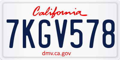 CA license plate 7KGV578
