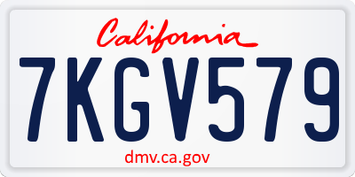 CA license plate 7KGV579