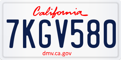 CA license plate 7KGV580