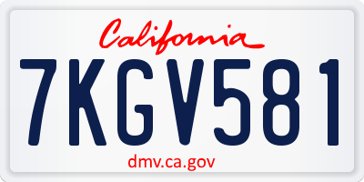 CA license plate 7KGV581
