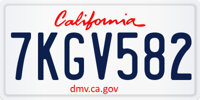CA license plate 7KGV582