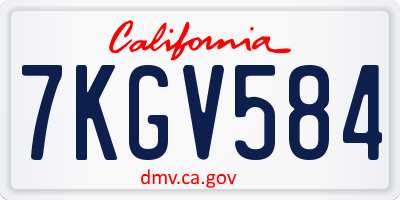 CA license plate 7KGV584