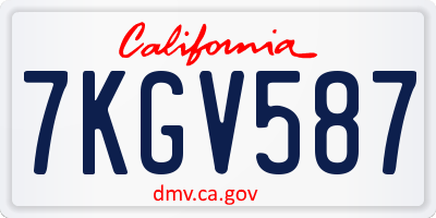CA license plate 7KGV587