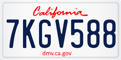 CA license plate 7KGV588