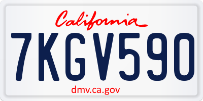 CA license plate 7KGV590