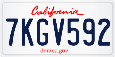 CA license plate 7KGV592