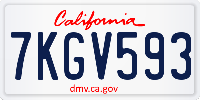 CA license plate 7KGV593