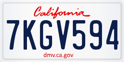 CA license plate 7KGV594