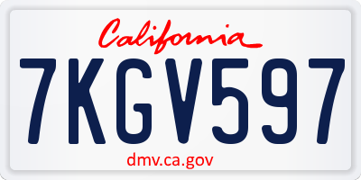 CA license plate 7KGV597
