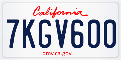 CA license plate 7KGV600
