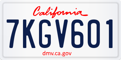 CA license plate 7KGV601