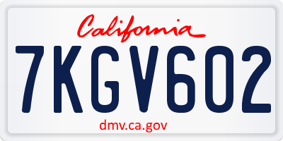 CA license plate 7KGV602