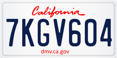 CA license plate 7KGV604