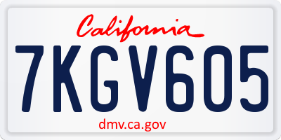 CA license plate 7KGV605