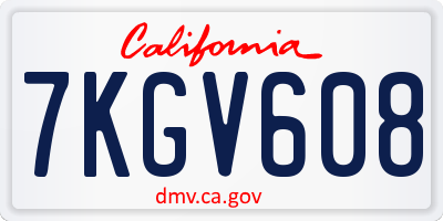 CA license plate 7KGV608