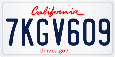 CA license plate 7KGV609