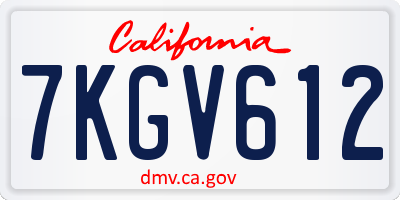 CA license plate 7KGV612