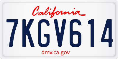 CA license plate 7KGV614